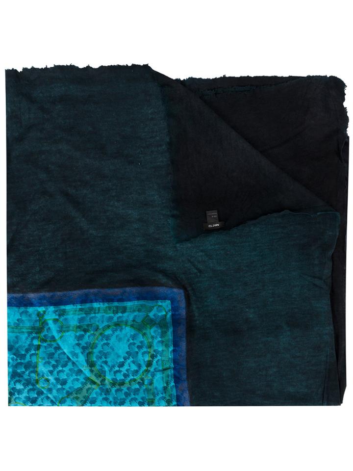 Avant Toi Printed Square Scarf - Blue