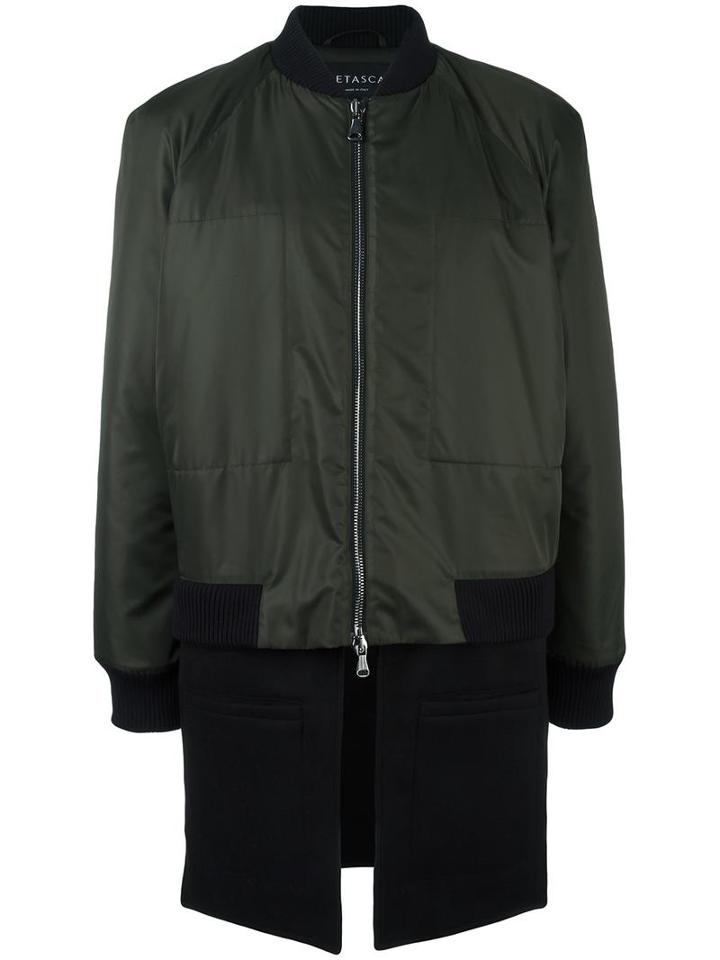 Letasca Trompe L'oeil Bomber Coat, Men's, Size: Large, Green, Polyester/wool