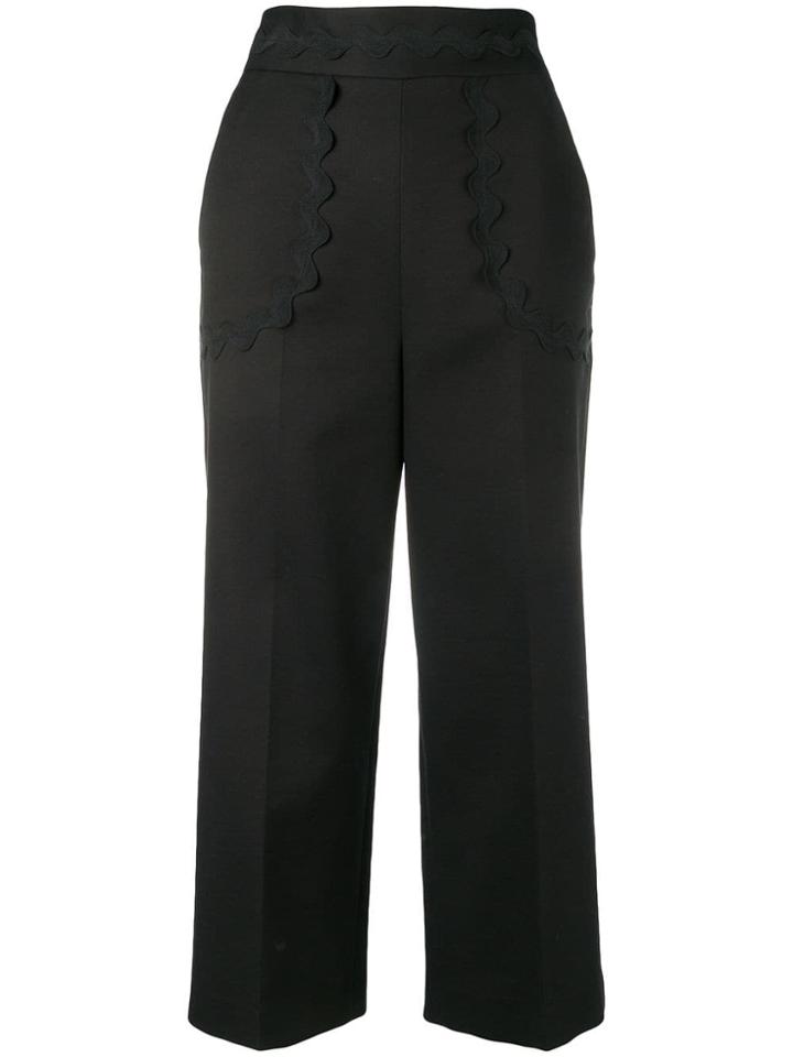 Red Valentino Scalloped Detail Cropped Trousers - Black