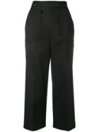 Red Valentino Scalloped Detail Cropped Trousers - Black