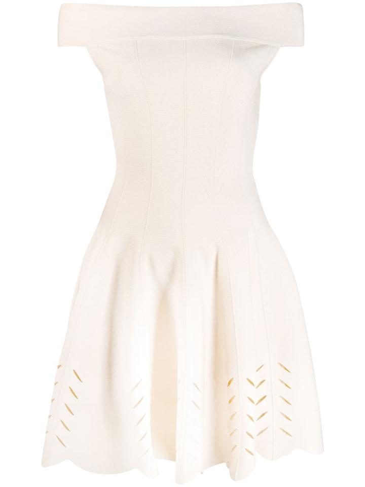 Alexander Mcqueen Off-the-shoulder Mini Dress - Neutrals
