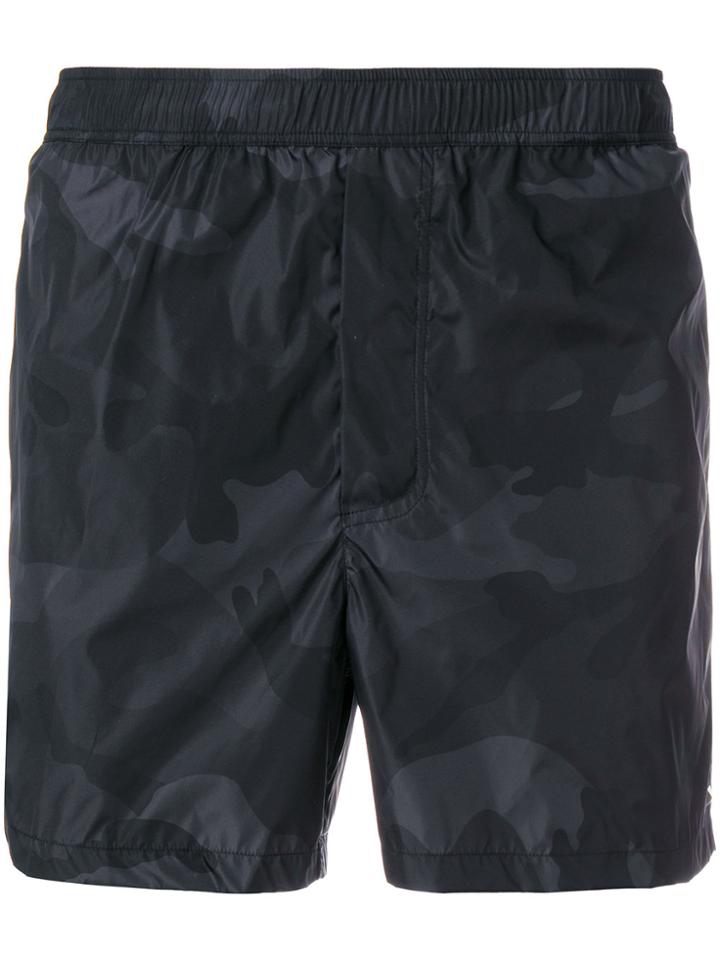 Valentino Camouflage Print Swim Shorts - Black