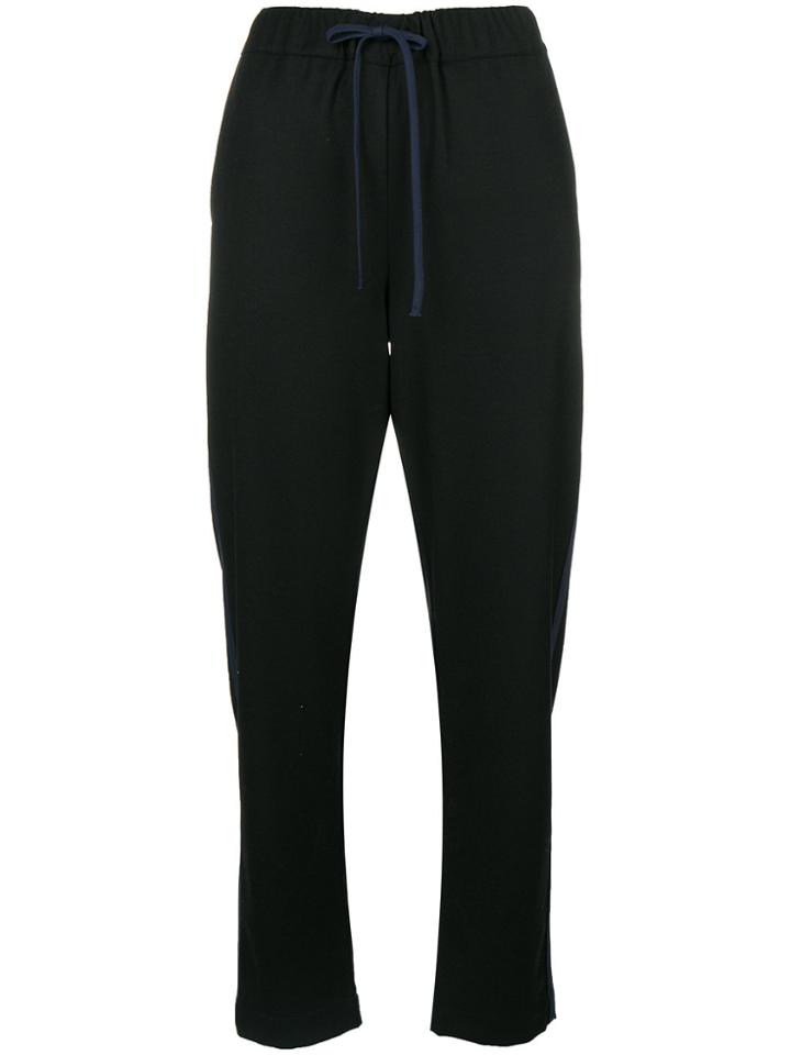 Semicouture Cropped Tracker Pants - Black