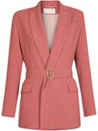 Lilly Sarti - Belted Coat - Women - Polyester/spandex/elastane/viscose - 40, Pink, Polyester/spandex/elastane/viscose