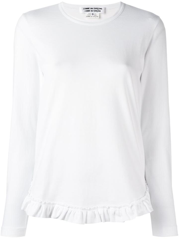 Comme Des Garçons Comme Des Garçons Rouched Hem Top, Women's, Size: Small, White, Cotton