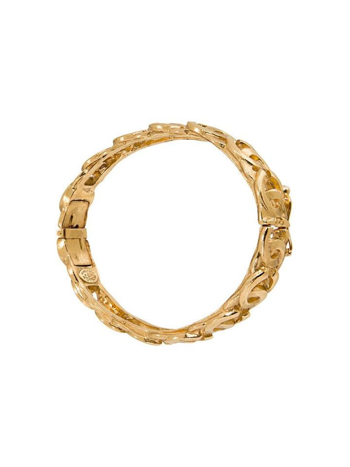 Chanel Vintage Repeated Cc Logo Bangle, Women's, Metallic