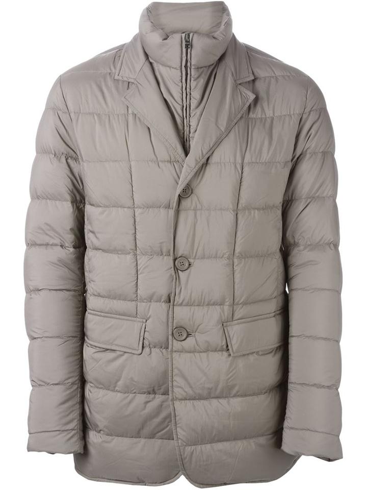 Herno Padded Quilt Effect Jacket, Men's, Size: 54, Grey, Polyamide/polyurethane/feather Down
