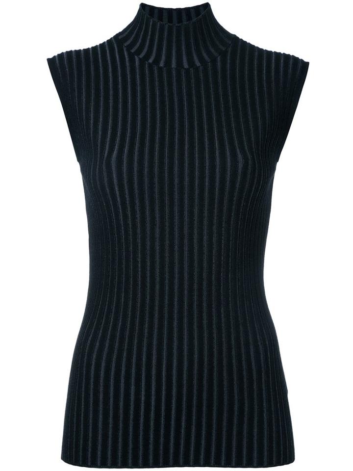 Le Ciel Bleu - Ribbed Turtle-neck Tank - Women - Polyester/rayon - 36, Black, Polyester/rayon