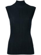 Le Ciel Bleu - Ribbed Turtle-neck Tank - Women - Polyester/rayon - 36, Black, Polyester/rayon