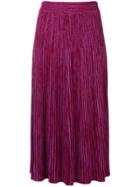 Marni Ribbed Knitted Midi Skirt - Pink & Purple