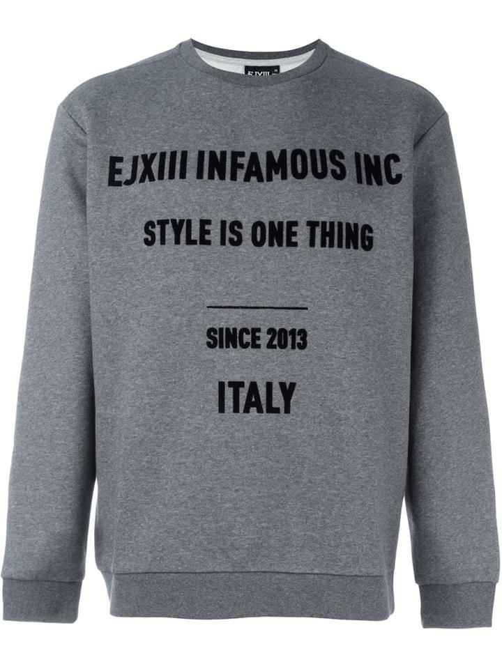 Ejxiii Flocked Logo Sweatshirt, Men's, Size: Xs, Grey, Cotton/polyester