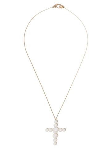 Sophie Bille Brahe 14kt Yellow Gold Fellini Croix Pearl Necklace