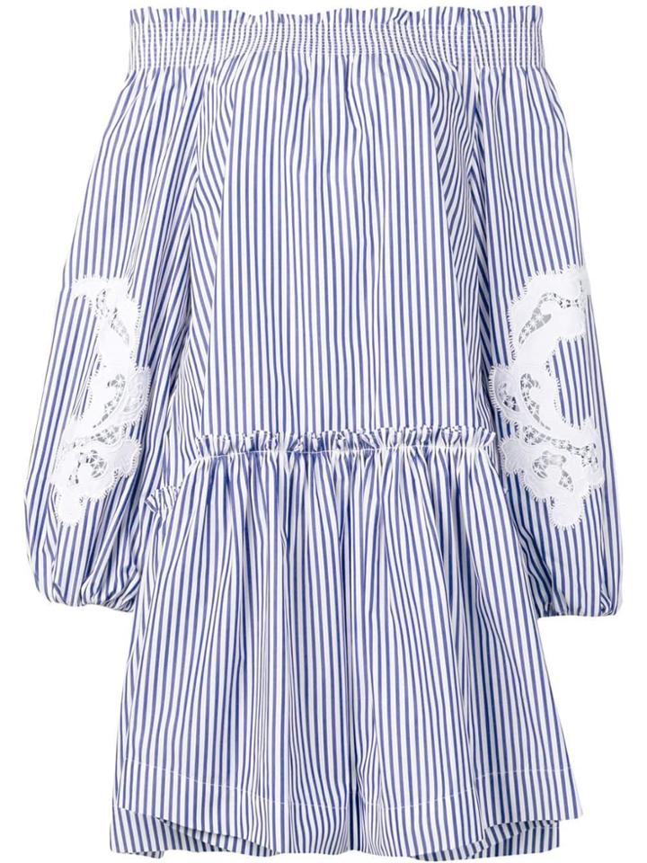 P.a.r.o.s.h. Off-the-shoulder Striped Dress - Blue