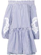 P.a.r.o.s.h. Off-the-shoulder Striped Dress - Blue