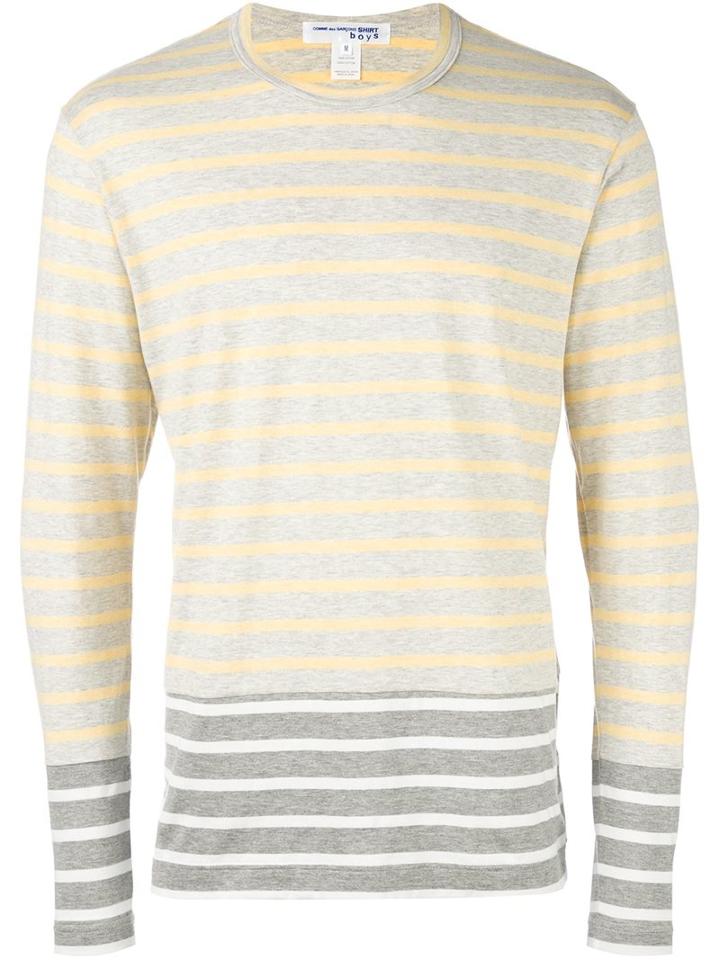 Comme Des Garçons Shirt Boy Striped Longlseeved T-shirt, Size: Xl, Grey, Cotton