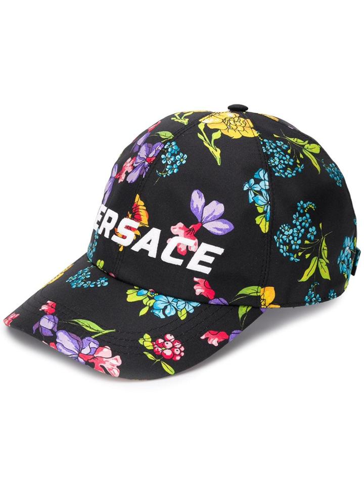 Versace Floral Print Cap - Black