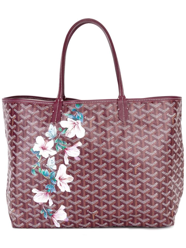 Goyard Vintage Floral Printed Tote - Red