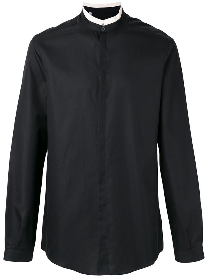 Dolce & Gabbana - Contrast Mandarin Collar Shirt - Men - Cotton/viscose - 38, Black, Cotton/viscose