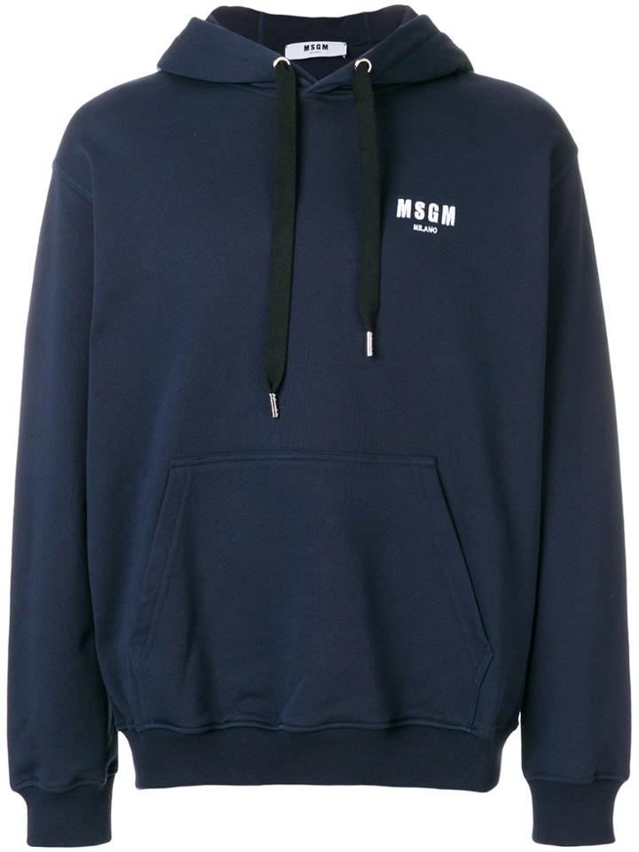 Msgm Drawstring Hoodie - Blue