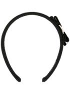Salvatore Ferragamo Logo Embossed Bow Headband - Black