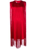 Mm6 Maison Margiela Fringed Shift Dress - Red