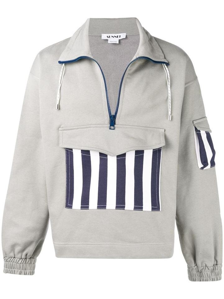 Sunnei Striped Detail Sweatshirt - Grey