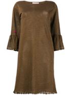 Kristina Ti Embellished Trumpet Sleeve Dress - Brown