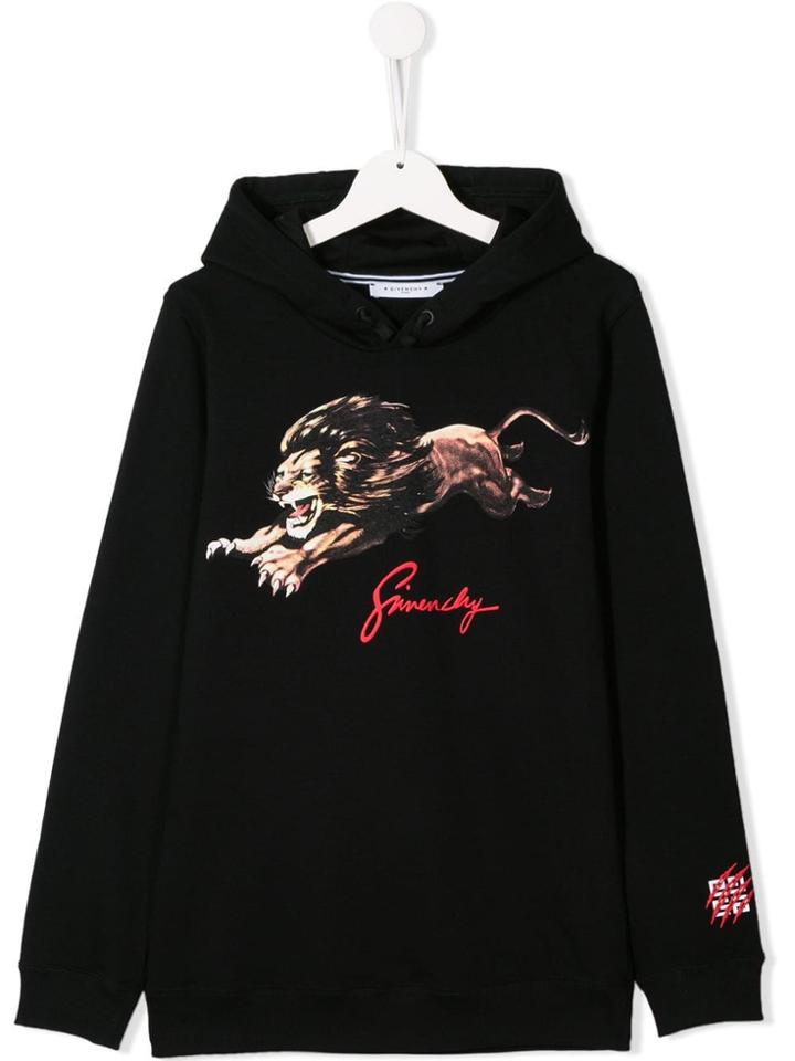 Givenchy Kids Teen Lion Print Hoodie - Black