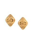 Chanel Vintage Diamond Shape Cc Earrings - Gold