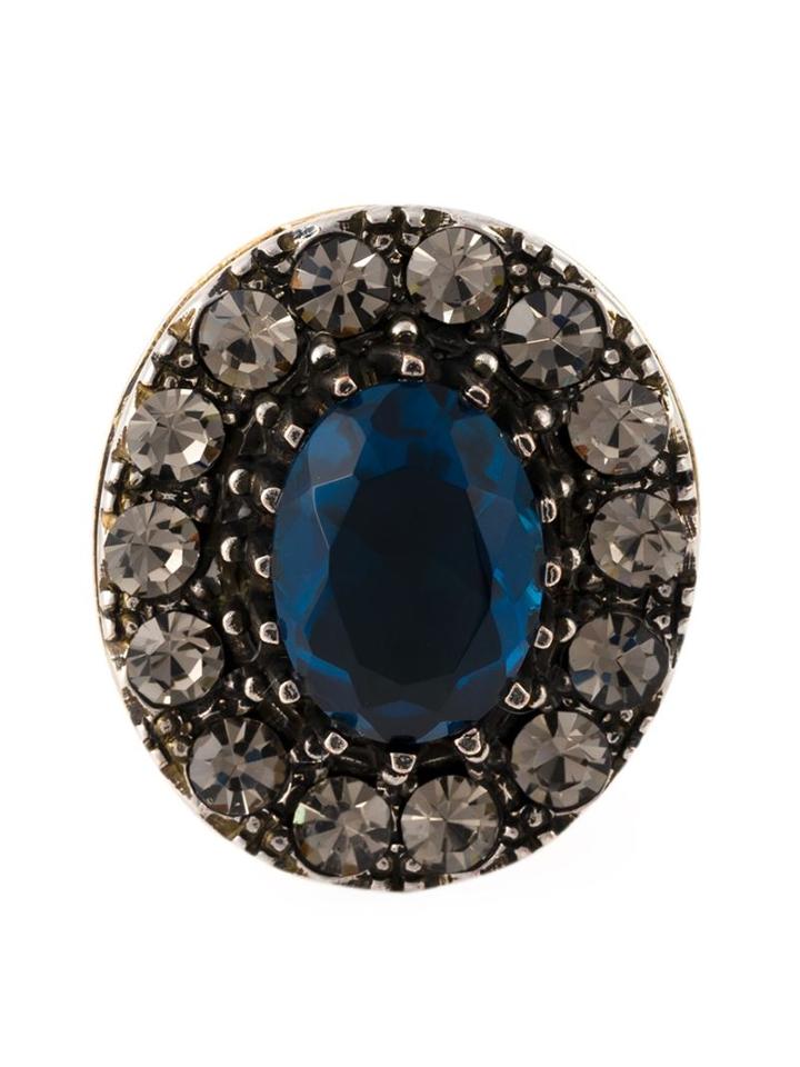 Alexander Mcqueen Cocktail Ring, Women's, Size: S, Metallic, Brass/glass