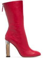 Alexander Mcqueen Red Sculpted Heel 105 Leather Boots