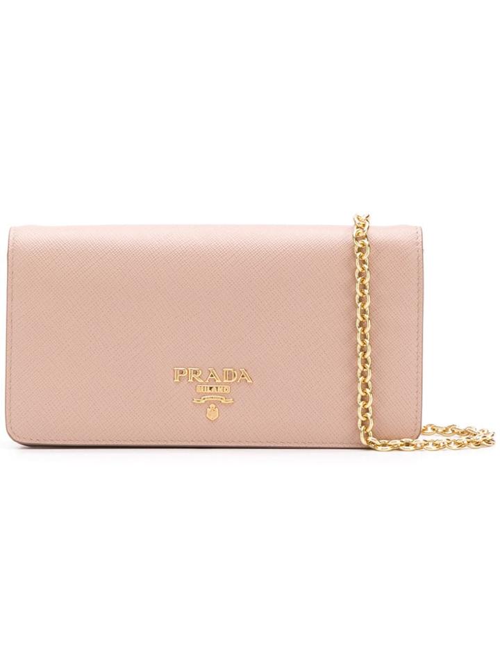 Prada Mini Saffiano Chain Wallet - Pink