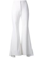 Sara Battaglia Flared Tailored Trousers, Women's, Size: 42, White, Polyamide/cotton/polyester/cotton