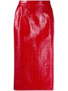 Nº21 Crinkled-effect Pencil Skirt - Red