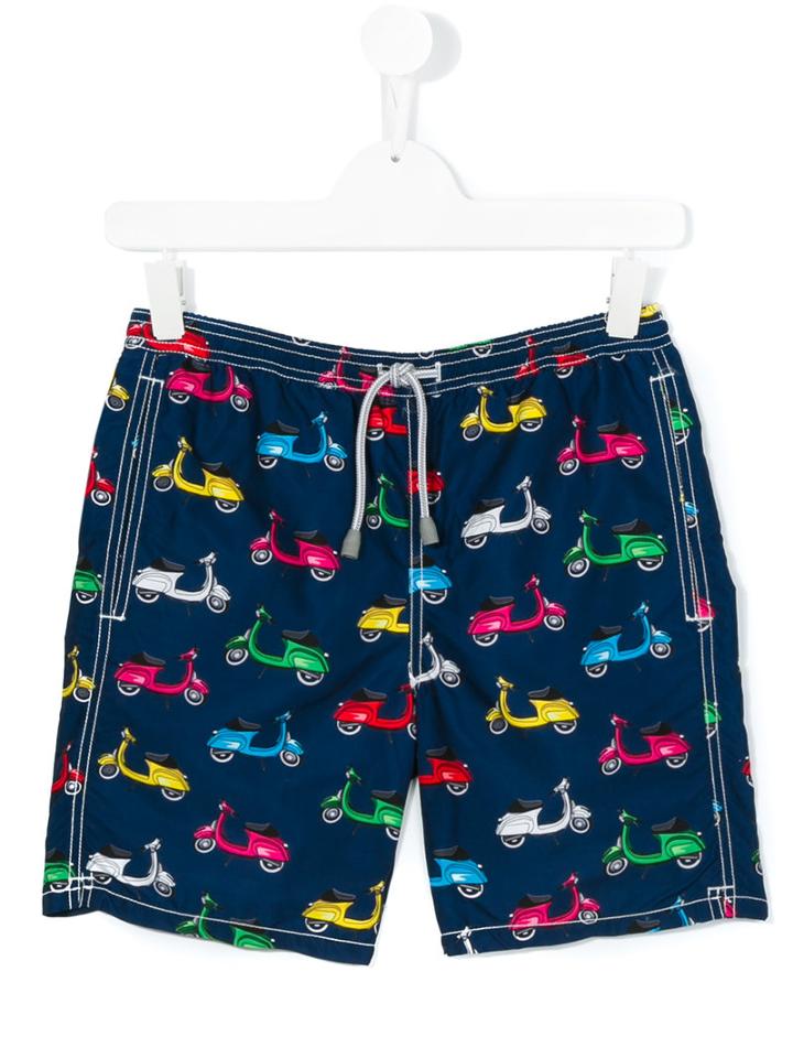 Mc2 Saint Barth Kids - Scooter Print Swim Shorts - Kids - Polyamide/polyester/spandex/elastane - 14 Yrs, Blue