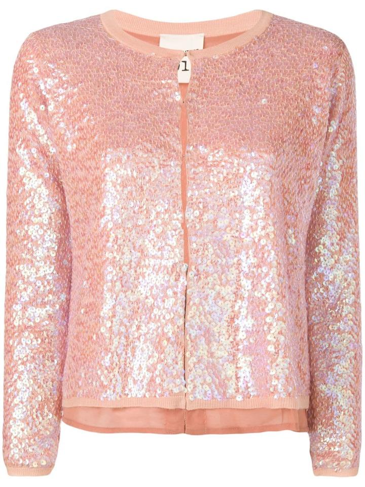 Semicouture Sequin Embellished Cardigan - Nude & Neutrals