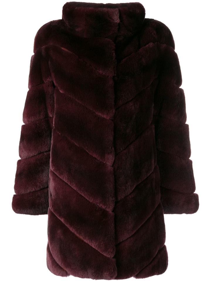Yves Salomon Rabbit Fur Coat - Red