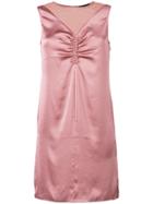 All Saints Ruched Detail Sheer Panel Dress - Pink & Purple