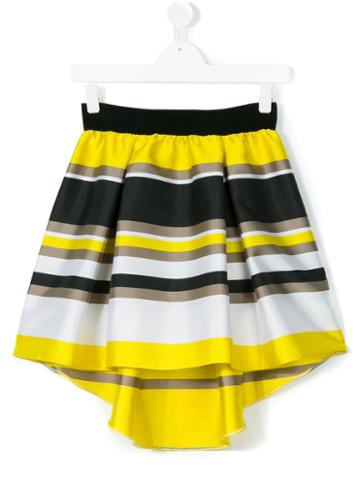 Loredana - Cascading Striped Skirt - Kids - Polyester - 14 Yrs, Black