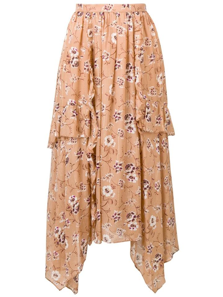 Ulla Johnson Floral Print Asymmetric Skirt - Brown