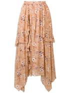 Ulla Johnson Floral Print Asymmetric Skirt - Brown