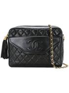 Chanel Vintage Quilted Cc Tassel Shoulder Bag - Black