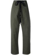 Marni Drawstring Trousers, Women's, Size: 42, Green, Cotton/linen/flax