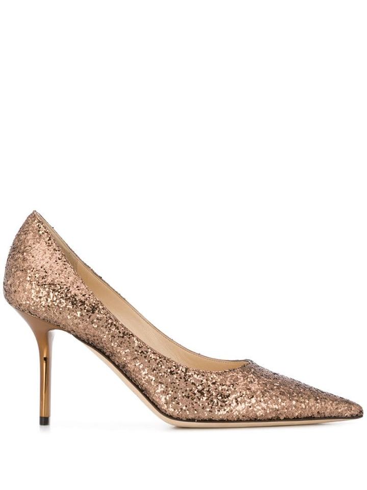 Jimmy Choo Glitter Embellished Pumps - Gold