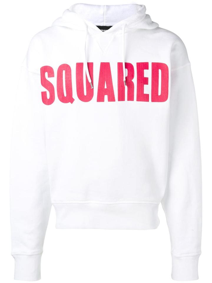 Dsquared2 Contrast Logo Print Hoodie - White