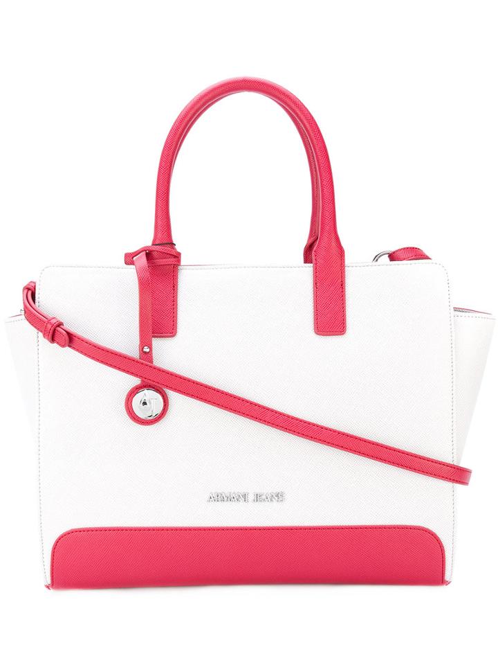 Armani Jeans - Square Tote Bag - Women - Polyester - One Size, White, Polyester