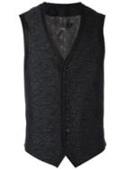 John Varvatos V-neck Waistcoat, Men's, Size: 46, Black, Cotton/linen/flax
