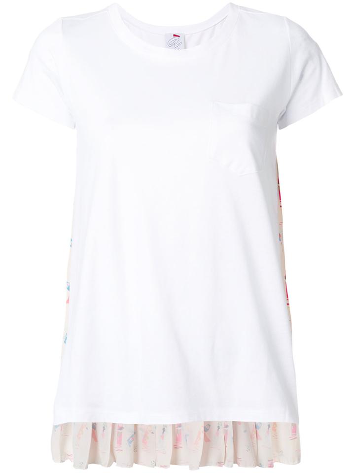 Ultràchic Surf Print Pleated Back Top - White