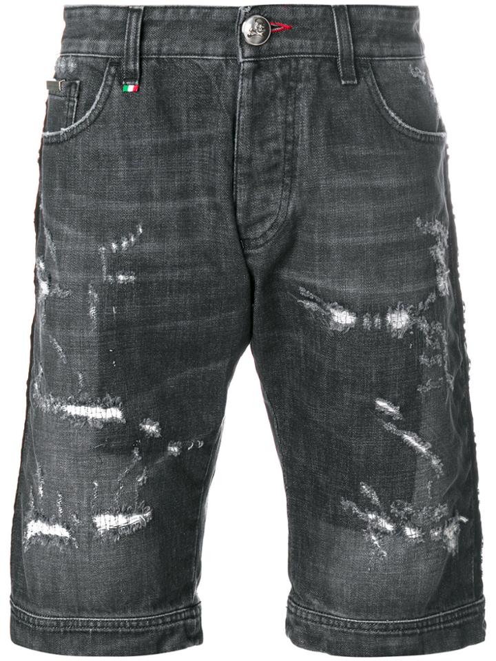 Philipp Plein Distressed Shorts - Grey