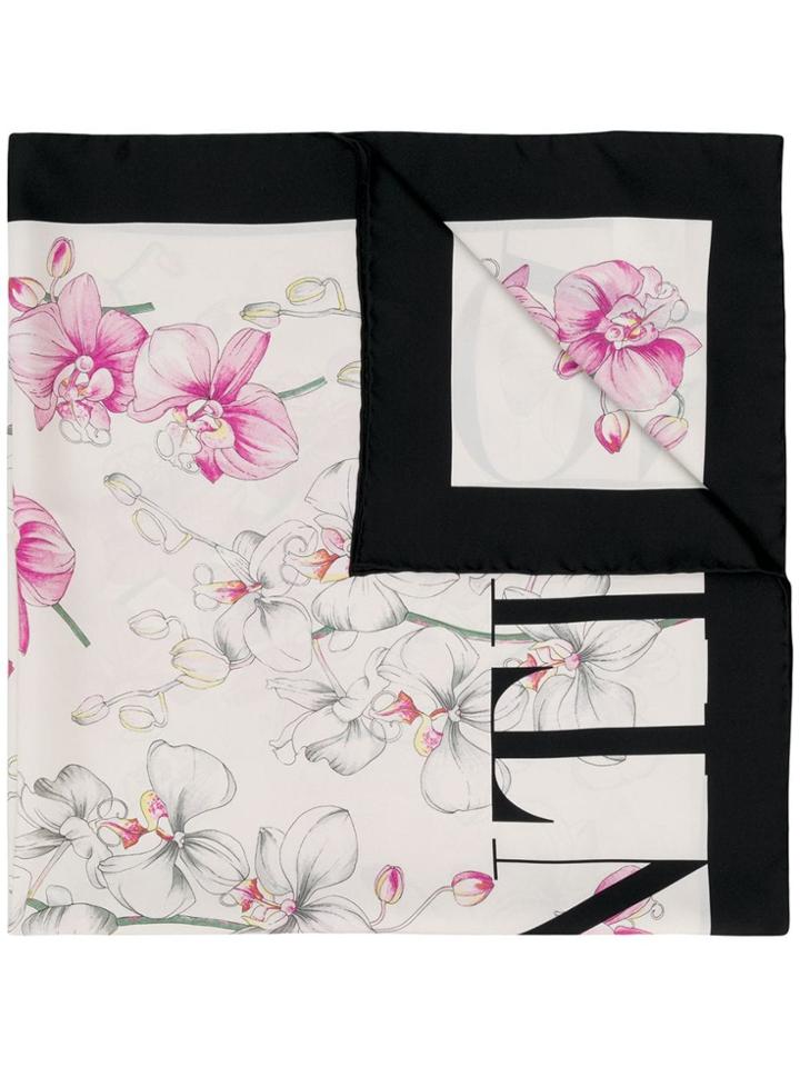 Valentino Orchid Print Scarf - Neutrals